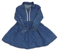 Modré riflové šaty s krajkou a límečkem George 