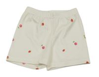 Biele rebrované elastické kraťasy s ovociem