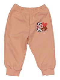 Broskvové tepláky so srdiečkami a kvietkami