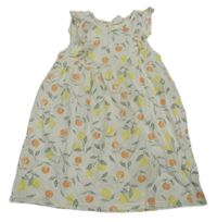 Smotanové bavlnené šaty s ovociem H&M