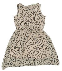 Svetloružová -čierne srdiečkované šifónové šaty H&M