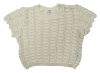 Smotanová pletená crop vesta s dirkovaným vzorom H&M