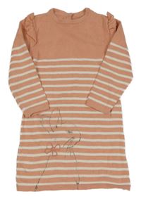 Světlerůžovo-bílé pruhované svetrové šaty se zajíčkem M&S