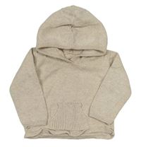 Smetanovo-světlebéžovošedý melírovaný svetr s kapsou a kapucí Matalan