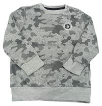 Sivo-čierna army melírovaná mikina s číslom a nápismi zn. F&F