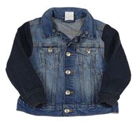 Modro-tmavomodrá riflovo/tepláková bunda s límečkem H&M