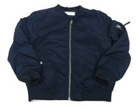 Tmavomodrý šusťákový zateplený bomber H&M
