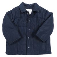 Tmavomodrá prešívaná šušťáková zateplená bunda s golierikom zn. F&F