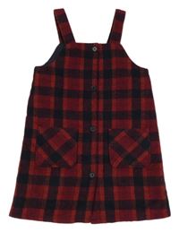 Tmavočerveno/oranžovo-čierne kockované vlnené prepínaci šaty F&F