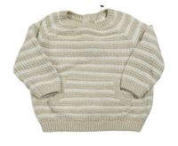 Béžovo-smotanový pruhovaný sveter s vreckom Next