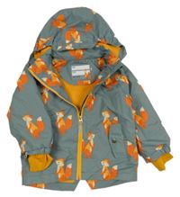 Šedokhaki šusťáková jarní bunda se zvířátkem a odepínací kapucí TCM