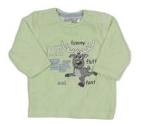 Svetlozelená zamatová mikina so sobom Ergee