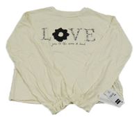 Nové - smetanové crop triko s nápisy St. Bernard