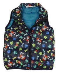Tmavomodrá prošívaná šusťáková zateplená vesta s PAW PATROL - Marshall nickelodeon