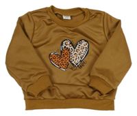 Hnedá mikina so srdiečkami