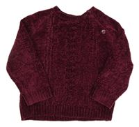 Tmavovínový melírovaný vzorovaný žinylkový sveter Ergee