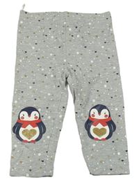 Sivé melírované bodkovaná é legíny tučňáčky a srdíčky a hviezdičkami C&A