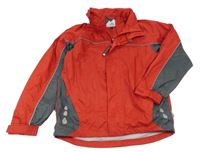 Červeno-tmavosivá šušťáková funkčná jarná bunda s ukrývací kapucňou McKinley