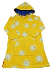 Tmavožltý froté župan so sluníčky a vreckom a kapucňou muddy puddles