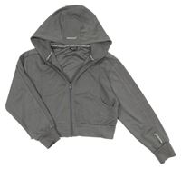 Tmavosivá prepínaci crop mikina s kapucňou bekkin