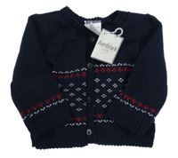 Nové - tmavomodrý pletený prepínaci sveter so vzorom Aardvark