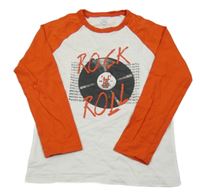 Bielo-červené tričko s gramofonovou deskou TEX