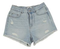 Světlemodré riflové kraťasy s prošoupáním ZARA