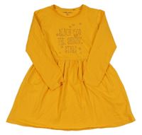 Pomerančové šaty s nápisy a hvězdičkami LEMON BERET