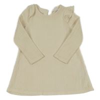 Smotanové rebrované vzorované šaty s volánikmi PRIMARK