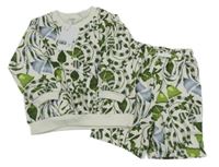 Nové - 2Set - Smetanová oversize mikina s kytičkami + teplákové kraťasy H&M
