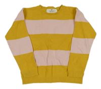 Okrovo-svetloružový pruhovaný sveter H&M