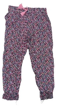 Modro-ružové kvetované letné nohavice Primark
