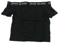 Čierne crop tričko s logom River Island