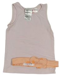 2set- Lila košilka + Oranžová čelenka s mašlou H&M