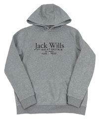 Šedá melírovaná mikina s nápisem a kapucí Jack Wills