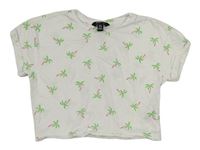 Biele crop tričko s palmami New Look