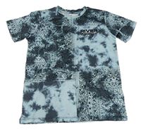 Světlemodro-antracitové batikované sportovní tričko se vzorem River Island