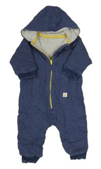 Tmavomodrá melírovaná tepláková zateplená kombinéza s kapucňou Mothercare