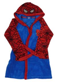 Modro-červený chlpatý župan s kapucí - Spiderman Matalan