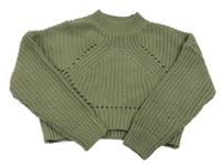 Khaki crop sveter New Look