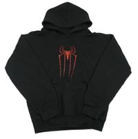 Čierna mikina s pavoukem a kapucňou