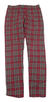 Tmavočerveno-zeleno-černé kostkované legíny Benetton