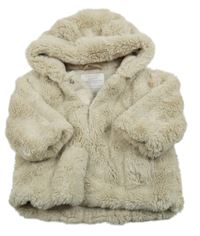 Béžová kožušinová zateplená bunda s kapucňou Primark