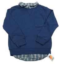 Nové - Tmavomodrá mikina s košilí a vreckom St. Bernard