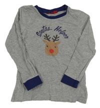 Šedé melírované pyžamové triko se sobem