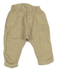 Béžové pruhované mušelínové nohavice H&M