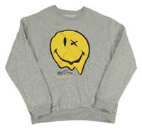 Sivá melírovaná mikina so smajlíkom H&M