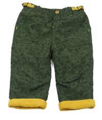 Khaki šusťákové zateplené chino kalhoty s medvědy Ergee
