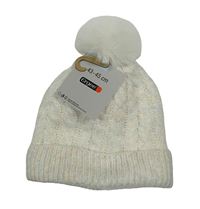 Nové - Smetanová melírovaná pletená čepice s bambulí Ergee