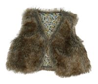 Hnedá kožušinová podšitá vesta
